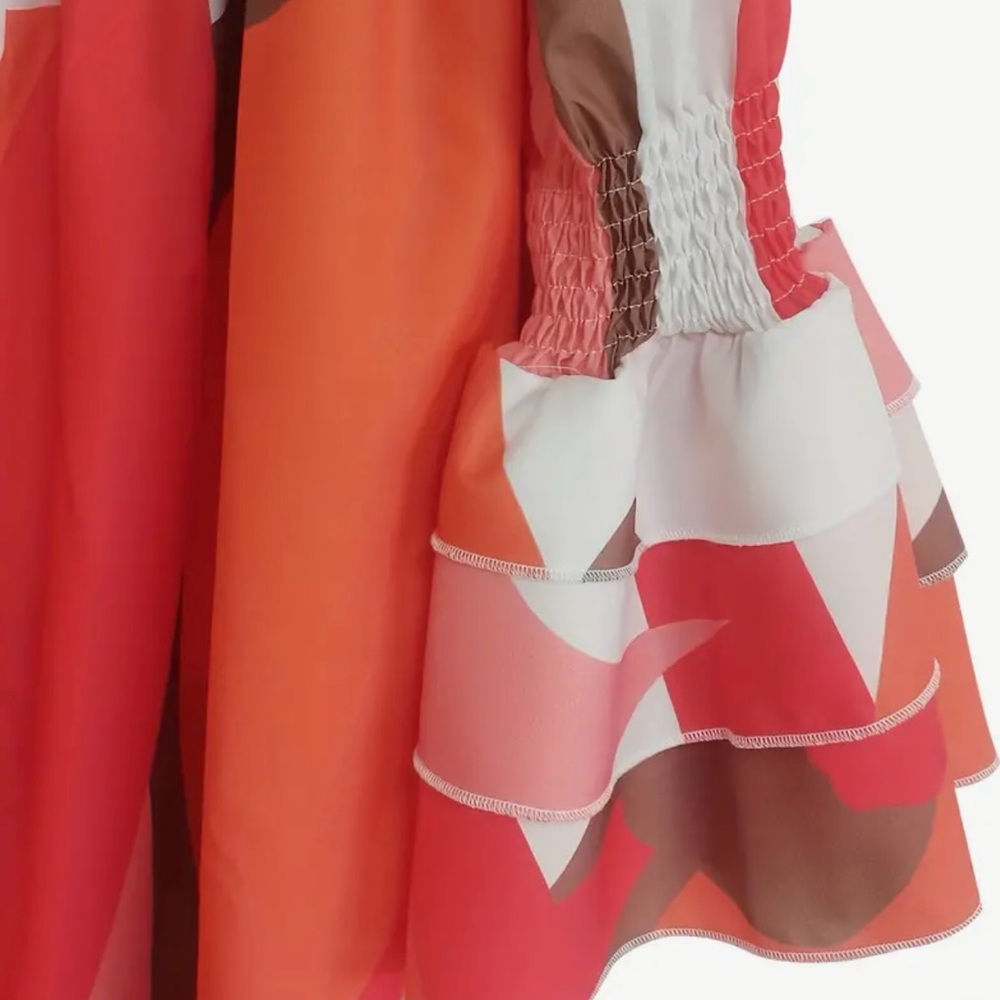 Abstract Print Ruffle Dress - Picture 3 of 7
